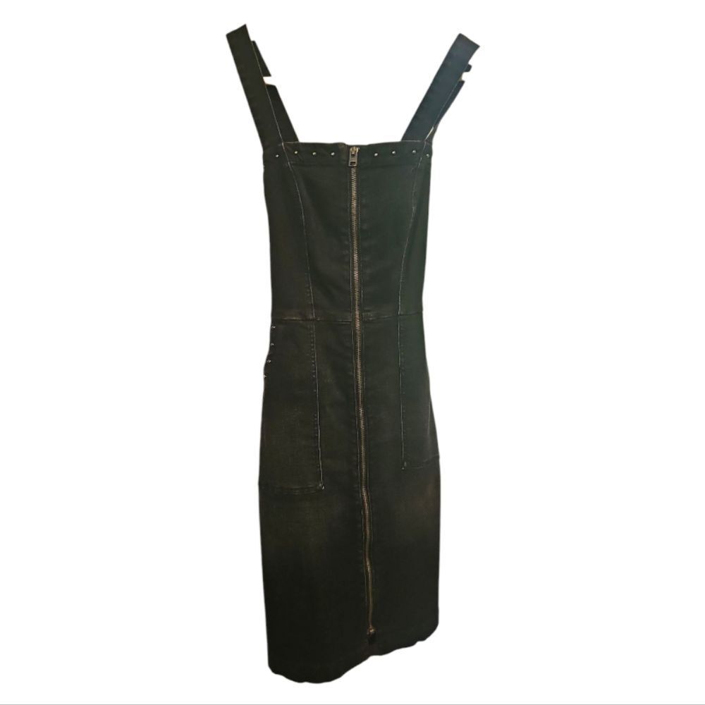 Level 99 Black Denim Overall Dress with Studded Details Size XS - Picture 3 of 7